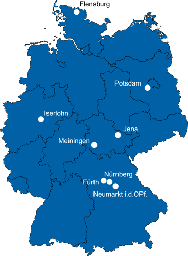 Unsere Projekt-Kommunen:  Nürnberg, Potsdam, Jena, Iserlohn, Flensburg, Fürth, Neumarkt i.d.Opf., Meiningen